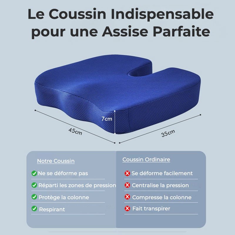 Coussin Orthopédique d'Assise Cellsius - Soulage les douleurs du coccyx et lombaires - FR - CELLSIUS.