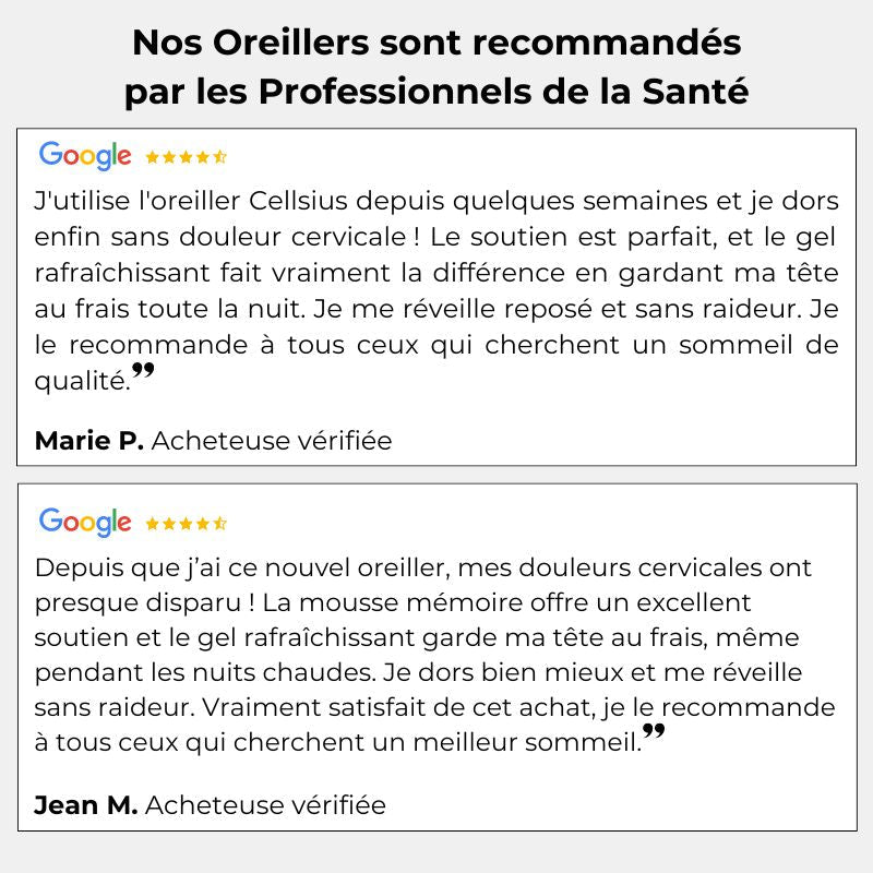 Oreiller Orthopédique Rafraîchissant Cellsius - Soulage les douleurs cervicales - FR - CELLSIUS.